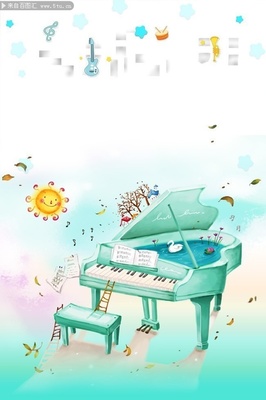 卡通鋼琴背景圖片素材